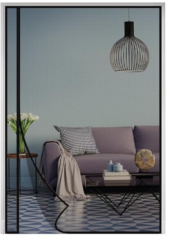 Garage Door Screen 155x215cm Garage Doors, Reinforced Fiberglass Garage Screen, Hands Free, Magnetic Garage Screen Door Black