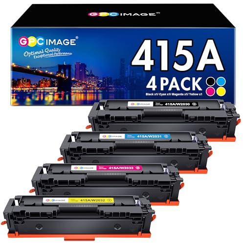 GPC IMAGE 415A MFP M479fdw Toner Kompatible für HP 415A W2030A W2030X 415 Color Laserjet Pro MFP M479fdw M479fdn M479fnw M479dw M479 M454dn M454dw Toner (Schwarz Cyan Gelb Magenta 4er-Pack)