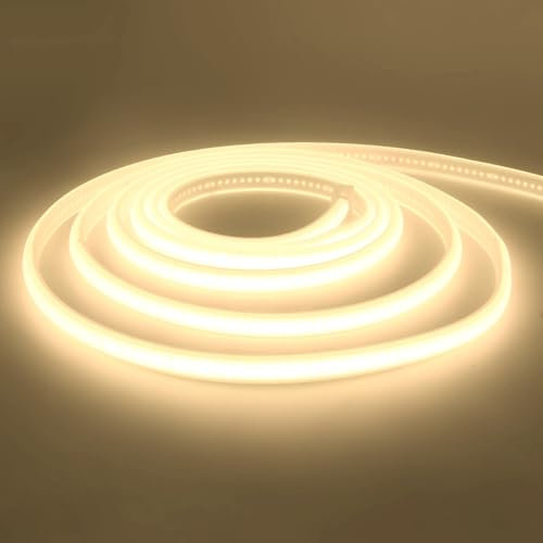 KISUFU Luce al Neon 220V Strisce LED COB, Flessibile Striscia al neon Alta luminosità 288 LED/M,IP65 impermeabile,Striscia LED al neon a corda tagliabile per la decorazione di interni