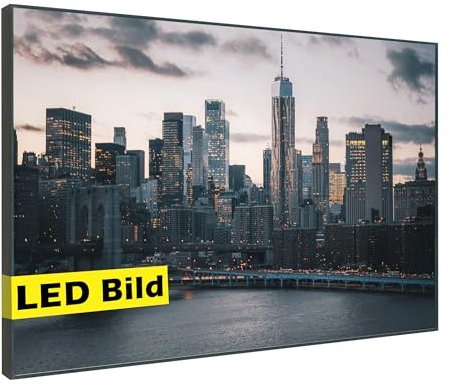 Generisch Leuchtbilder I - Quadro da parete a LED con cornice luminosa, Made in Germany (New York City Manhattan, 40 x 30 cm, telaio: legno flora)