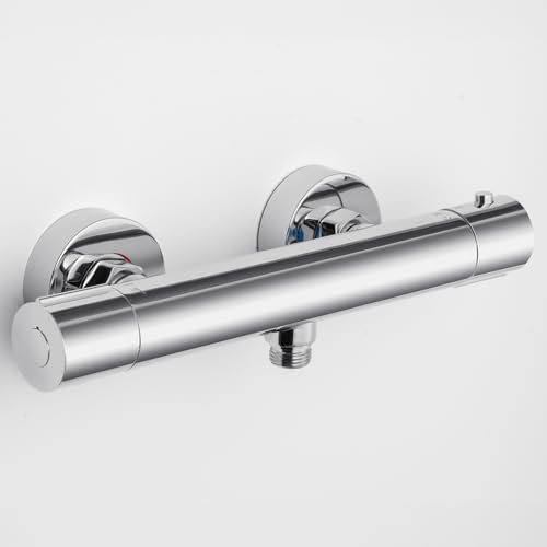 DERW Thermostatic Shower Mixer, Anti-Scald Design, Shower Mixer Valve with Easy-Clean Chrome Finish, Durable & Precise Shower Mixer Bar, Ideal Shower Thermostatic Mixer for Every Bathroom(Chrome)