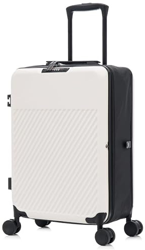 MS Point Faltbarer Koffer Trolley Reisekoffer Hartschalenkoffer Bordcase Handgepäck Suitcase mit Rollen und TSA Schloss Weiß