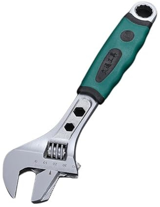 Rieoany Chiave Inglese Regolabile, Utensile Multiuso, Materiale Forgiato in Acciaio 45, Impugnatura Ergonomica, Adatta per La Manutenzione Quotidiana e Il Fai da te, 25.5x6.5 cm