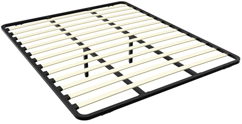 Dewinner Rete Letto Matrimoniale 160x190cm Rete Senza Piedi da Appoggio con due Barre in Ferro,Rete Matrimoniale 160x190 da Incasso e 2 piede regolabile per rinforzo in mezzo,Montaggio Rapido e Facile