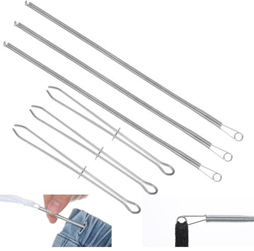 Juego de 6 herramientas de enhebrador de cordón, clips de cuerda corta de acero inoxidable y enhebrador de aguja de cordón de resorte para sudaderas, pantalones y chaquetas