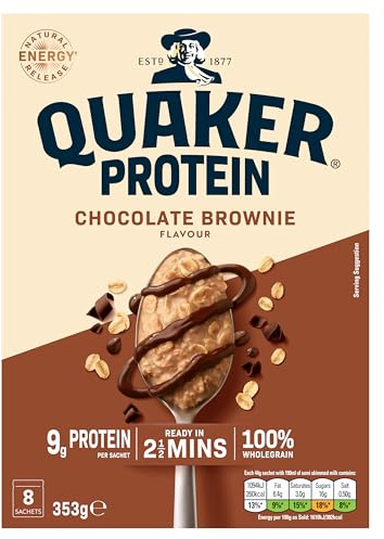 Quaker Oats High Protein Chocolate Brownie Porridge Sachets 8x44g