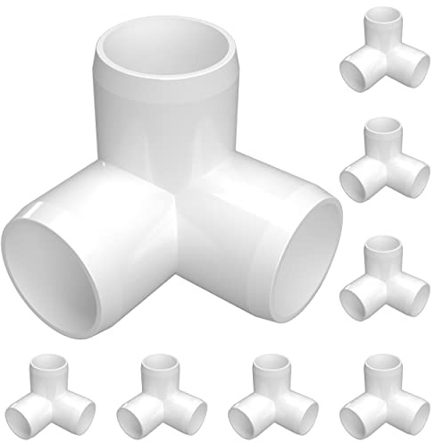 FORMUFIT 3/4” 3-Way Elbow Furniture Grade PVC Fitting in White, Made in USA, UV-Resistant, Impact-Proof, 1.050” Actual Socket Diameter (Pack of 8)