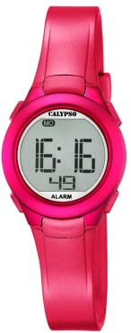 Calypso Damenuhr Digital - Kautschuk Rosa - 10 ATM - Datum Kalender Chronograph Doppelzeit Licht Alarm 12/24h - K5677/4