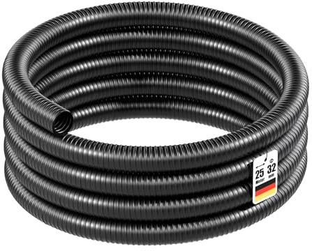Wiltec Manguera flexible para estanque 25 m manguera en espiral reforzado 32 mm (1 1/4) negro PVC arroyo