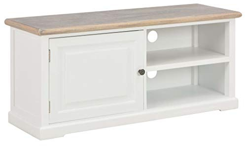 vidaXL Mobile Porta TV con Anta Scomparti Aperti e Recessi Armadietto Multimediale Credenza 90x30x40 cm in MDF Bianco Legno Massello di Paulonia