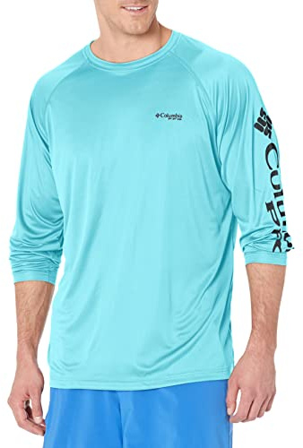 Columbia PFG Terminal Tackle Langarm-Shirt für Herren, Gulf Stream/Black Logo, Mittel