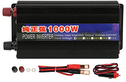 Fafeicy Spannungswandler 1000 W, Reiner Sinus Wechselrichter DC/AC Wandler DC12V/24V/48V/60V bis AC220V, Single Digital Display, für Auto, Hause