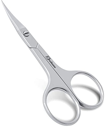 Stelone Multi Purpose Eyebrow Scissors Stainless Steel Curved Blade Cuticle Scissors for Manicure and Cosmetic, Brow Scissors for Facial Hair & Eyelash Trimming