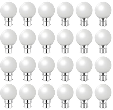 24 stycken B22 LED-lampor 2 W 200 lumen – okrossbar kall vit (motsvarande 15 W) för utomhusbruk – förstärkta klackar