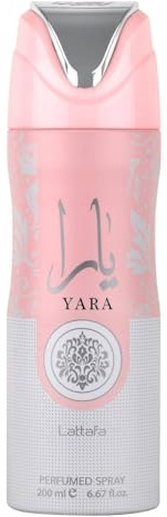 Lattafa Yara Perfumed Deodorant Spray for Unisex, 6.67 Ounce