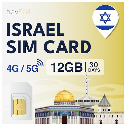 travSIM Israel SIM-kort | 12 GB mobildata med 4G/5G-hastigheter | SIM-kort för Israel fungerar på iOS- och Android-enheter | Abonnemang på Israel SIM-kort är giltigt i 30 dagar