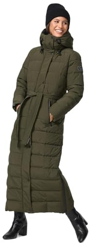 Navahoo Cappotto invernale da donna, trapuntato, lungo, caldo, con cappuccio B974, Oliva scuro, M