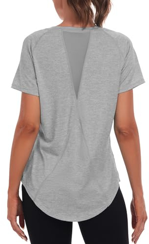 Jlowesun Maglietta Sportiva da Donna Manica Corta, Casual Leggera Traspirante Funzionale Maglia Posteriore Sport Top Donna, Allenamento Adatta per Fitness Camicia
