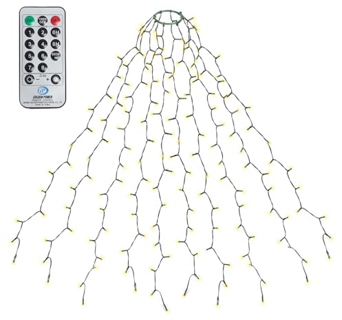 SALCAR Luces para Árbol de Navidad con Anillo, 250LED 1.5m x 10 Cadena de Luces con Control Remoto, 8 Modos, Impermeable Luces de Decoración Árbol Navideña para Exterior Interior, Blanco Cálido