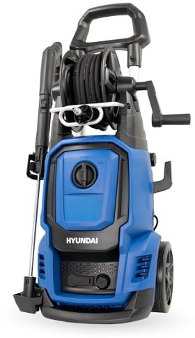 HYUNDAI Hochdruckreiniger HPW2000CE, max. 160 bar - 450 l/h, 2000 W, verdreh-sicherer 10m Schlauch, Edelstahl-Lanze mit Verstellbarer Düse, rotierende Turbodüse, Seifenflasche