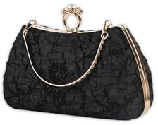 CORIOS Bolsa de Noche para Mujer Bolso de Fiesta Perlas Clutch Bolso de Boda Bolso de Hombro con Cadena Desmontable Bolsos de Embrague Pequeña Elegante Bolsos Bandolera para Fiesta Banquete Negro