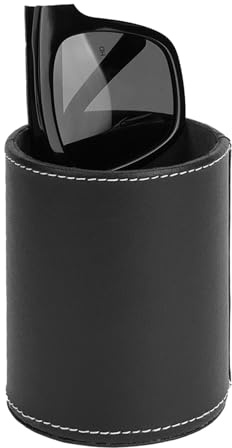 Linkidea Glasses Desk Holder Stand for Reading Eyeglasses Compatible with Extra Large Glasses, Vegan Leather Glasses Holder for Nightstand, Glasses Storage (XXL, Black)