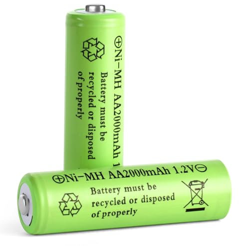 AXFEE Pilas Recargables AA, Pilas AA Recargables de Alta Capacidad, Recargables, Paquete de 2, 1.2V 2000mAh Pilas AA Recargables de Litio de 1,5 V más de 1500 ciclos