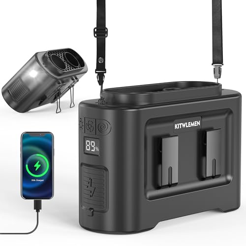 KITWLEMEN Ventilatore portatile 14500 mAh – Ventilatore da cintura a doppia uscita d'aria, 5 velocità, 35 ore, batteria ricaricabile