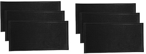 NJTHNTJR Paquete de 6 Alfombrillas Negras para Bar, Alfombrilla para Derrames, para Secado de Vidrio, para Servicio Mezcla CóCteles para Encimera (12 Pulgadas () X 6 Pulgadas ()