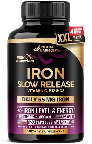 Iron Supplement for Women - Iron 65mg (Ferrous Sulfate 325mg) - 120 Caps