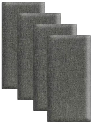 XQZMD Kid's Anti Collision Wall Padding, Wall Mounted Upholstered Headboard, Self-Adhesive 3D Soundproof Panels for King, Queen, and Full-Size Beds, Linen Material (Dark grey)