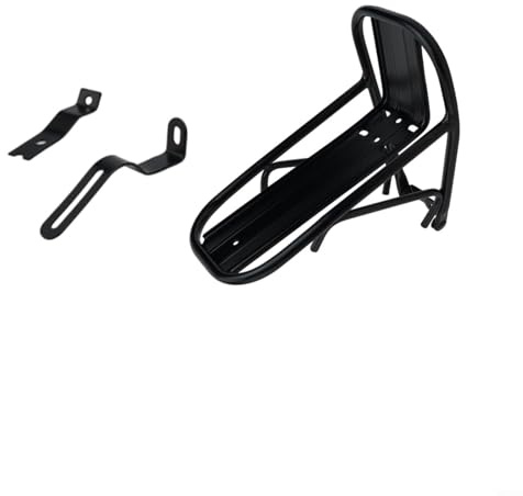 Solaughguy Aluminum Alloy Front Rack for Electric Bikes - Black Luggage Carrier with Anti-Slip Screw Holes and Triangular Support, Compatible with Disc(front rack（only）)