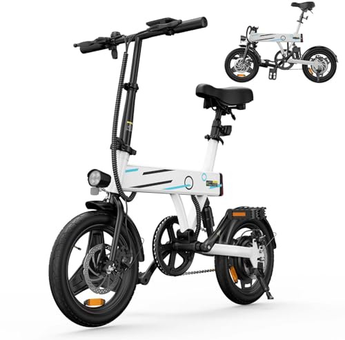 Finbike Bici Elettrica Pieghevole, 14 Bici Elettrica da 280.8 WH Batteria, Autonomia di 40 KM Bici Pieghevole da Città, Motore 250W, E-Bike per Adulti E Adolescente, Carga 150kg, 10/15/25KM/H
