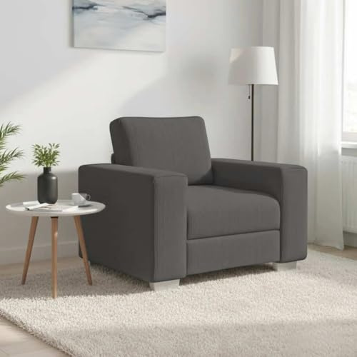 QUAHEAS Fåtölj mörkgrå 60 cm manchestertyg, bekväm relaxsoffa för vardagsrum och sovrum, robust trämetallram, max. 110 kg lastkapacitet