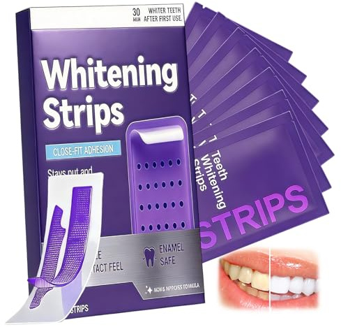 14 Piezas Tiras Blanqueadoras Moradas, Whitening Strips Anti-Deslizantes, Teeth Whitening Strips, Dientes Para El Café Vino Y Otras Manchas, Ideal Para Usar En Casa