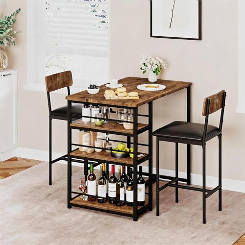 GarveeMore Breakfast Bar Stools Set of 2 for Breakfast Bar Table, Upholstered Bar Chairs with Back and Footrest, Industrial Counter Height Stools with Steel Frame for Kitchen Island and Home Bar