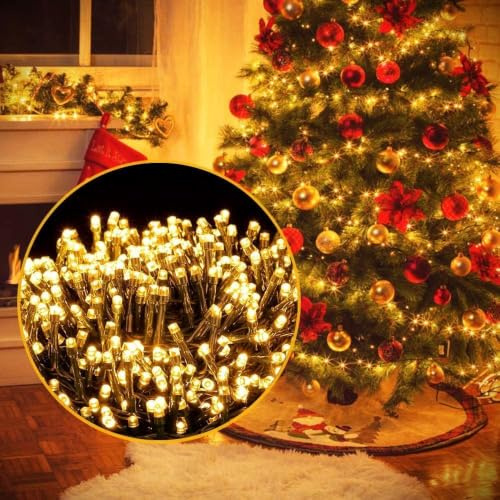 Ulinek Luci Natale Esterno, 2000LED 50M Stringa Luci Natalizie Bianco Caldo