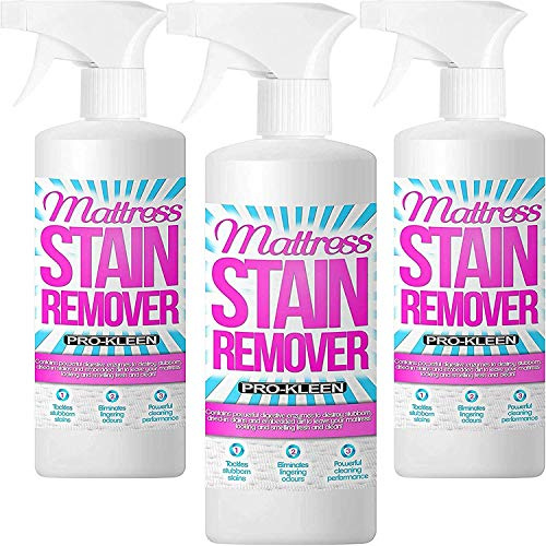 Pro-Kleen Mattress Stain Remover and Cleaner with Odour Neutraliser Removes Stains Caused by Urine, Blood, Vomit and Faeces 3 x 500ml