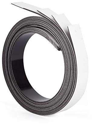 ewtshop® 5er Set Magnetbänder in weiß, Länge 1 m, Breite 20 mm, Magnetstreifen, beschreibbar