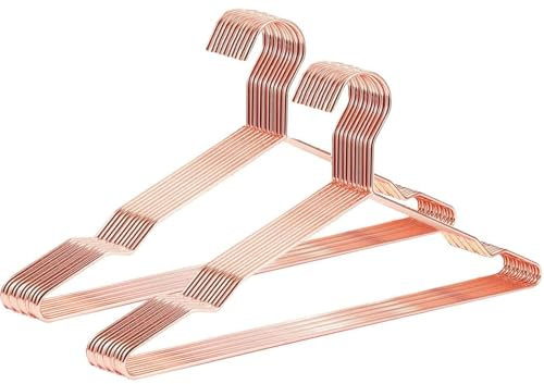 Kleiderbügel Metall,DARUITE 20 Stück Clothes Hanger,Kleiderbügel Rosegold,Klassische Kleiderbügel Edelstahl,Stabil rutschfest Coat Hanger für Anzug,T-Shirt,Jacke,Hosen und Hemden(42 cm)