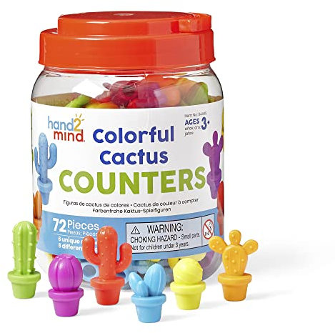 Learning Resources Farbenfrohe Kaktus-Spielfiguren, Mathematik-Spielfiguren für den Vorschulunterricht, Zählen lernen, Zahlengefühl aufbauen, Musterreihen legen, Sortieren, ab 3 Jahren
