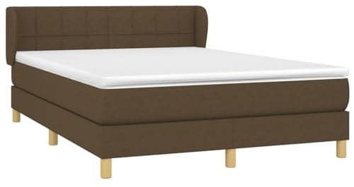 vidaXL Boxspringbett mit Matratze Bettgestell Doppelbett Polsterbett Bett Hotelbett Lattenrost Bettrahmen Schlafzimmerbett Dunkelbraun 140x200cm Stoff