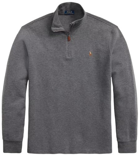 Polo Ralph Lauren Mens Long Sleeve Fleece Quarter Zip Sweatshirt, Ralph-lauren Charcoal Heather, Medium