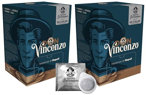 Caffè Don Vincenzo Cialda, 100 Cialde 7.7gr, Sistema ESE 44, Espresso Napoletano (100 cialde, Gusto Partenopeo - Forte)