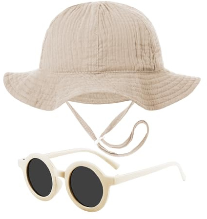 Chapeau D'Été pour Bébé 1 Pièce, Lunettes De Soleil 1 Pièce, Chapeau Seau D'Été, Chapeau Réglable, Chapeau De Soleil D'Extérieur