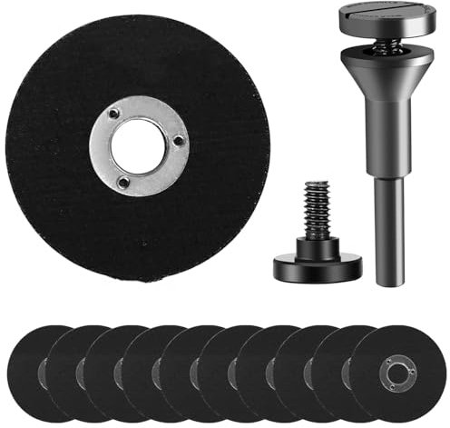 Cut-Off Wheel Mounting Mandrel Holder 3/8 & 1/4 Arbor Hole with 1/4 Shaft Stem and 15 Mini Metal Cutting Wheels Cutter Discs for Die Grinder Accessories Drill Rotary Tool