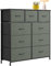 SUBTLETY Kommoden Schrank Stoffkommode mit 9 Schubladen Metallgestell Sideboard Schubladenschrank mit Griff, Holzwerkstoff Kleiderschrank für Schlafzimmer Wohnzimmer Flur Büro (Hanfgrau)