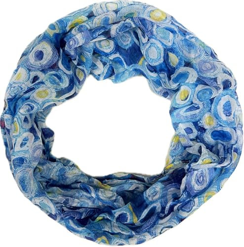 Jeamis Kreis Seide Loop Farbverlauf Frühling Rundschal Rainbow Unisex Sommer Leicht Schal Stola Dots (2025B Blau)