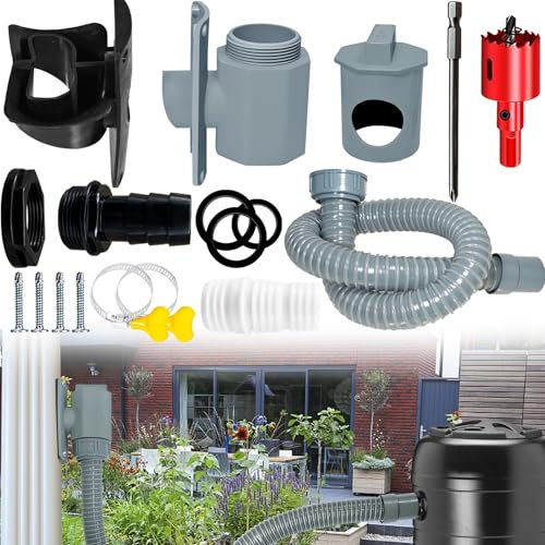 Rainwater Diverter Kit, Water Butt Filler Kit for Downpipes, Rainwater Collector fits Square Downpipes, Connects Downpipe to Water Butt, Water Collection System Catch Rain Water for Outdoor