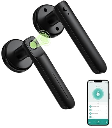 Zengtumy Fingerprint Door Lock with APP,Fingerprint Door Knob,Door Knob Keyless Entry Door Lock for Home,Bedroom,Office,Apartment-Black